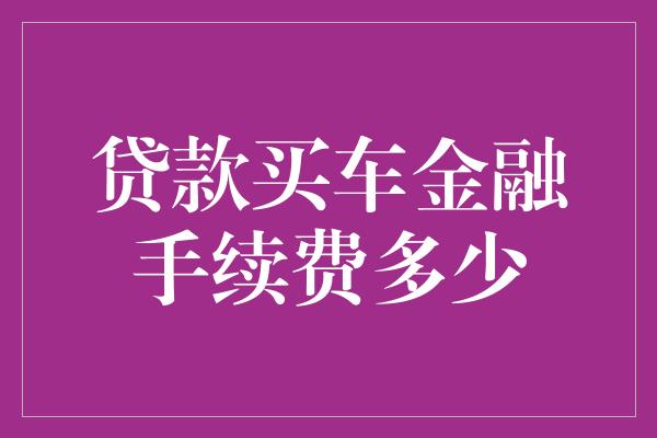 贷款买车金融手续费多少