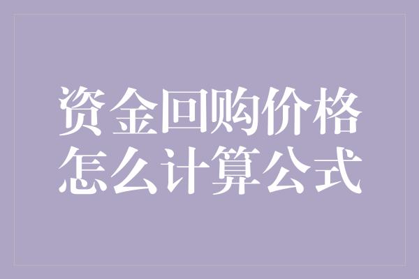 资金回购价格怎么计算公式