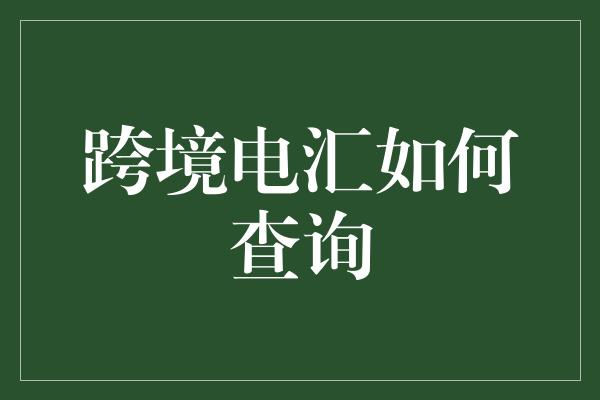 跨境电汇如何查询