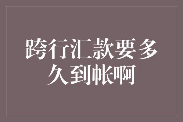 跨行汇款要多久到帐啊