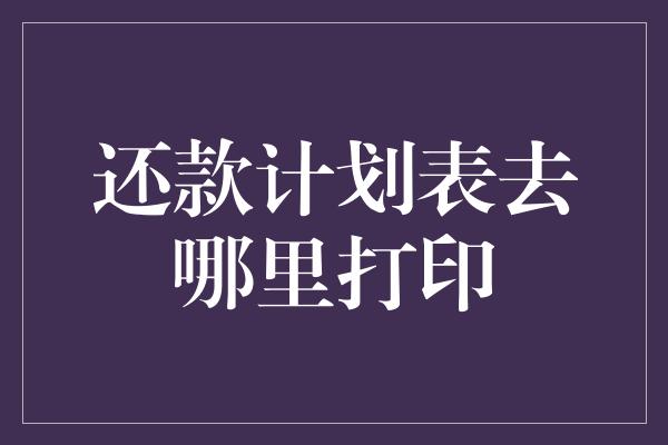 还款计划表去哪里打印