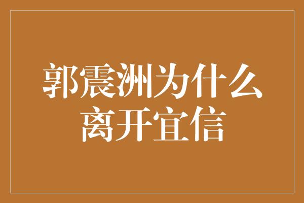 郭震洲为什么离开宜信