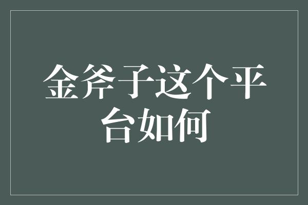 金斧子这个平台如何