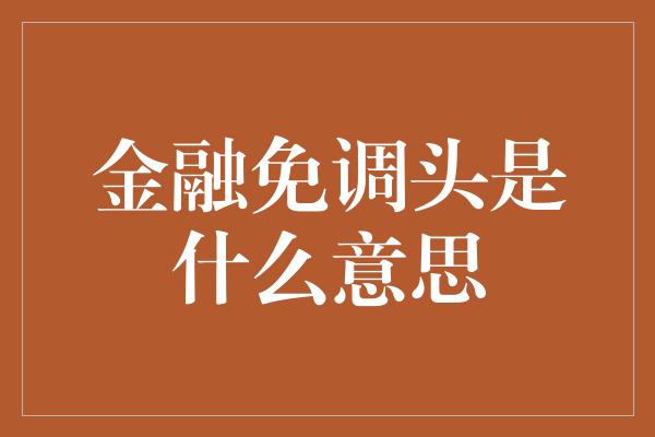 金融免调头是什么意思