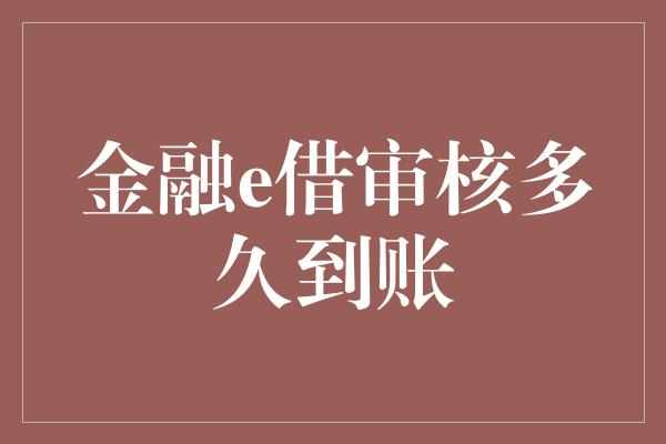 金融e借审核多久到账