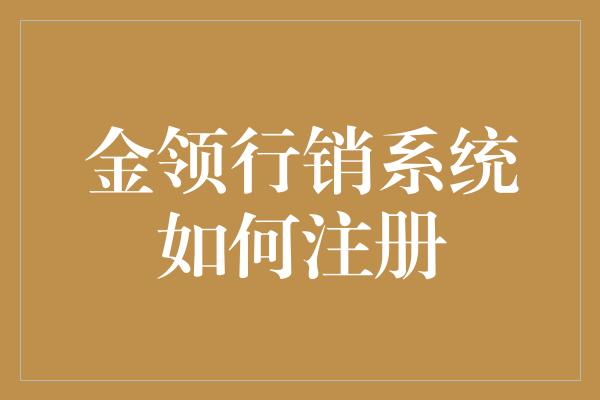 金领行销系统如何注册