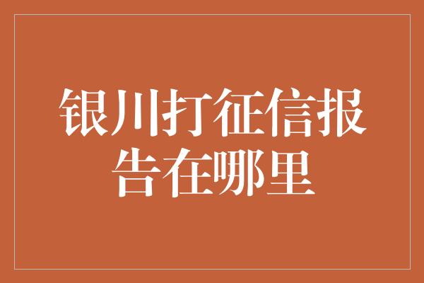 银川打征信报告在哪里