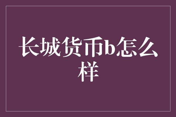 长城货币b怎么样