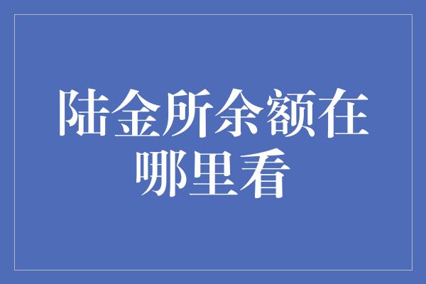 陆金所余额在哪里看