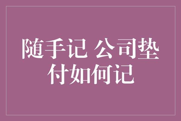 随手记 公司垫付如何记