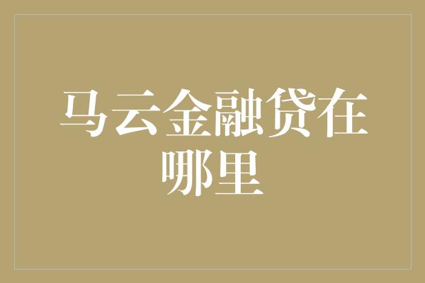 马云金融贷在哪里