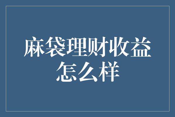 麻袋理财收益怎么样