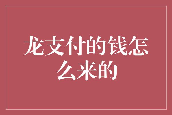 龙支付的钱怎么来的