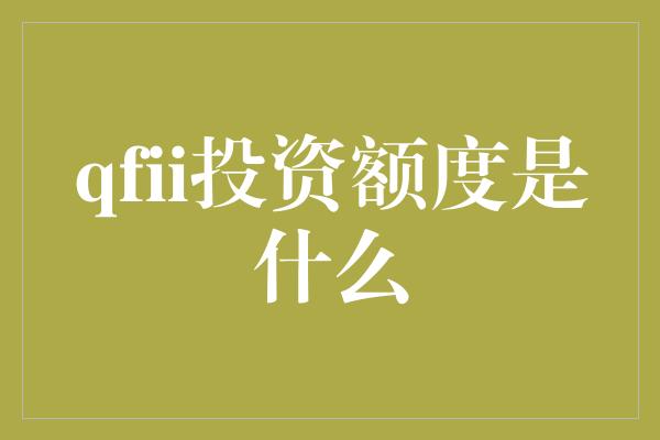 qfii投资额度是什么